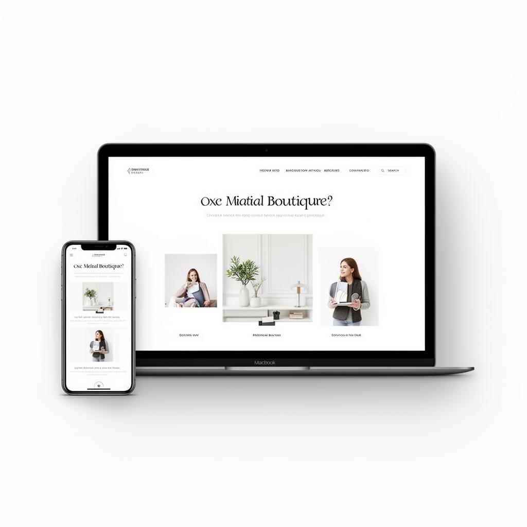Example modern boutique website mockup on laptop and phone